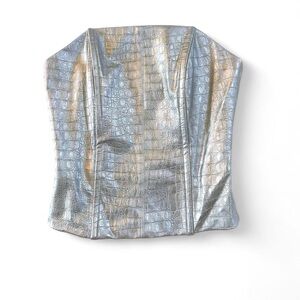 Naked Wardrobe Metallic Croc-Embossed Corset